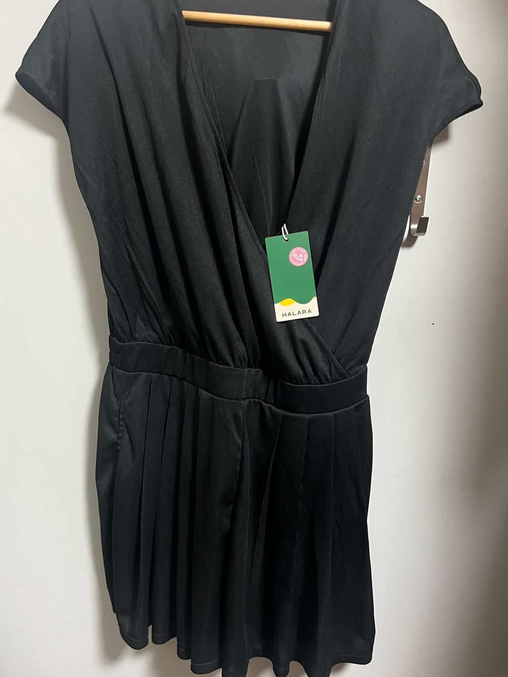 Halara Women's Black Draped V-Neck Romper